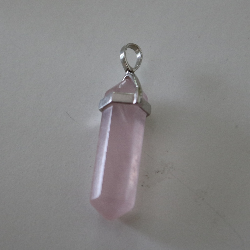 Pink Quartz Gemstone Necklace Pendant